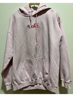 “I Love You in Book Quotes" graphic sweatshirt Hoodie Sweatshirt ~ Pink ~ Size L